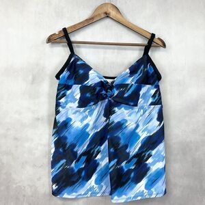Coco Beach Womens Tankini‎ Swim Top Size XLarge Blue Twist Front Built In Bra